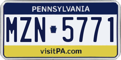 PA license plate MZN5771