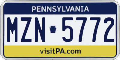 PA license plate MZN5772