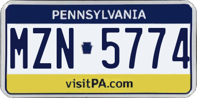 PA license plate MZN5774