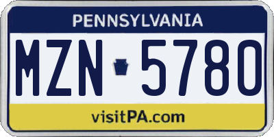 PA license plate MZN5780