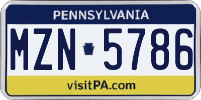 PA license plate MZN5786