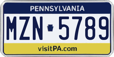PA license plate MZN5789