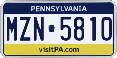 PA license plate MZN5810