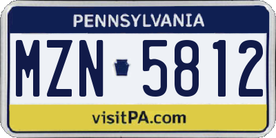 PA license plate MZN5812