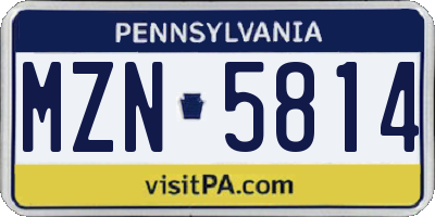 PA license plate MZN5814