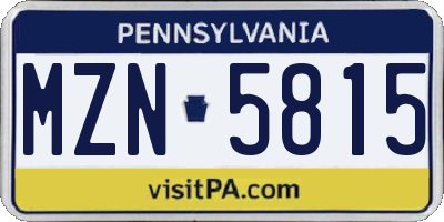 PA license plate MZN5815