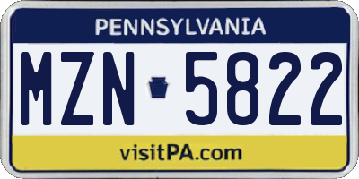 PA license plate MZN5822