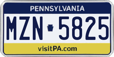 PA license plate MZN5825