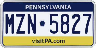 PA license plate MZN5827