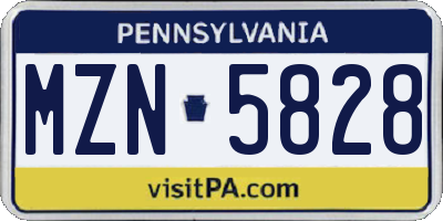 PA license plate MZN5828