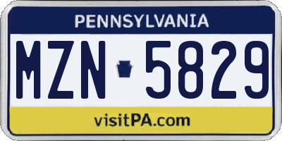 PA license plate MZN5829
