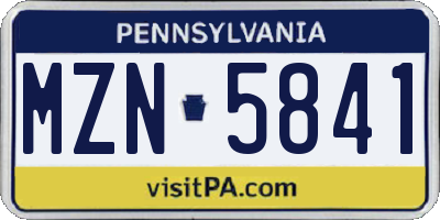 PA license plate MZN5841