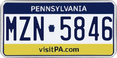 PA license plate MZN5846