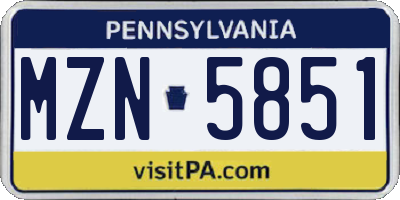 PA license plate MZN5851