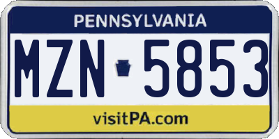 PA license plate MZN5853