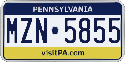 PA license plate MZN5855