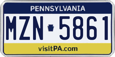 PA license plate MZN5861