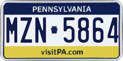 PA license plate MZN5864