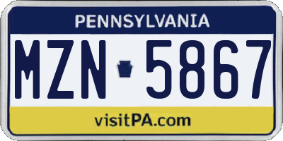 PA license plate MZN5867