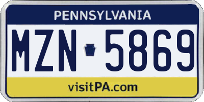 PA license plate MZN5869