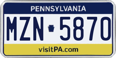 PA license plate MZN5870