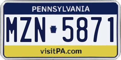 PA license plate MZN5871