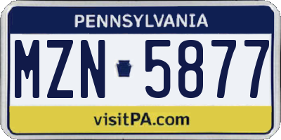 PA license plate MZN5877