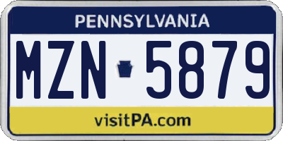 PA license plate MZN5879