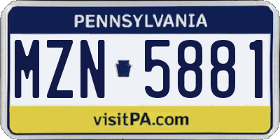 PA license plate MZN5881
