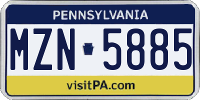 PA license plate MZN5885