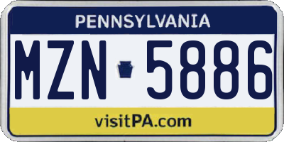 PA license plate MZN5886