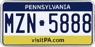 PA license plate MZN5888