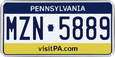 PA license plate MZN5889