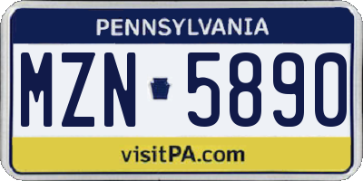 PA license plate MZN5890