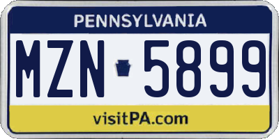 PA license plate MZN5899