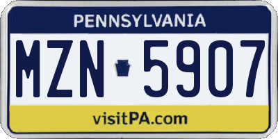 PA license plate MZN5907
