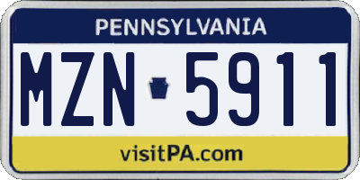 PA license plate MZN5911