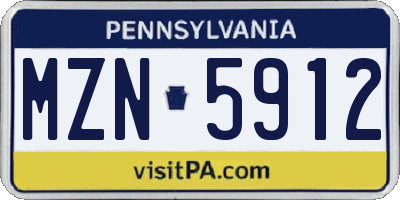PA license plate MZN5912