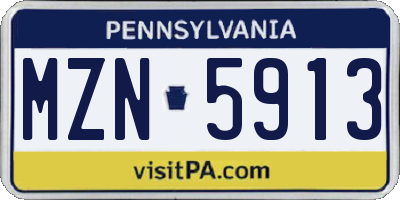 PA license plate MZN5913