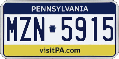PA license plate MZN5915
