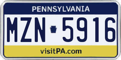 PA license plate MZN5916