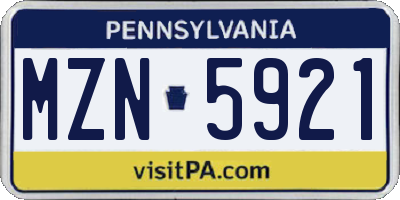 PA license plate MZN5921