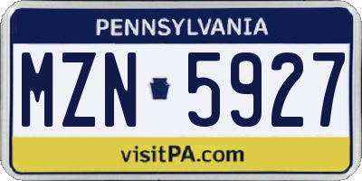 PA license plate MZN5927