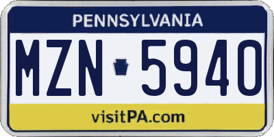 PA license plate MZN5940