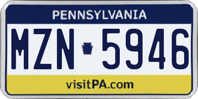 PA license plate MZN5946