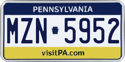 PA license plate MZN5952