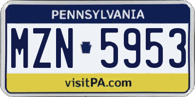 PA license plate MZN5953