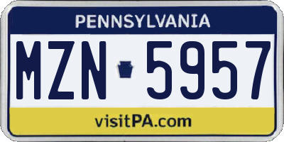 PA license plate MZN5957