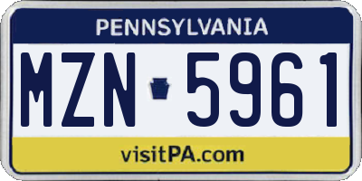 PA license plate MZN5961