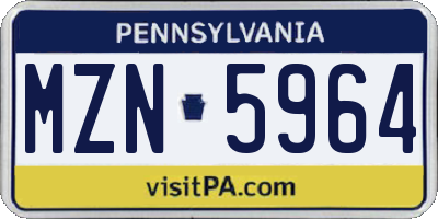 PA license plate MZN5964